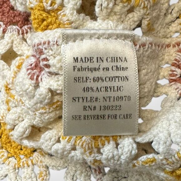 NEW IN Women’s White Yellow Rust Sleeveless Crochet Daisy Crop Tank Top Size M / - Picture 7 of 8